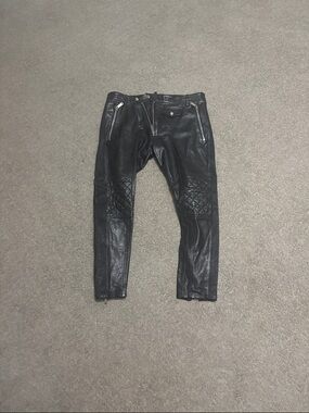 DSQUARED2 Black Skinny Biker Leather Jeans